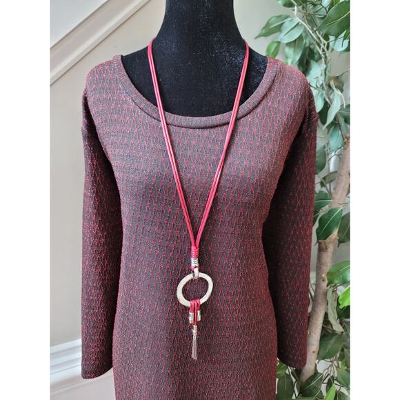 Ellos Shift Dress Women's Size 1X Brown's Polyester Long Sleeves - Picture 8 of 12